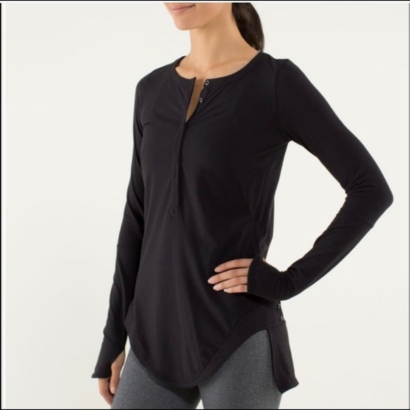 Lululemon URBANITE HENLEY Long Sleeve Black 4 - Picture 1 of 6